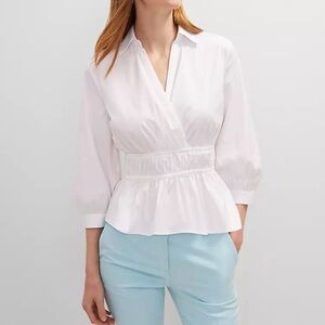 Ann Taylor White Peplum Blouse